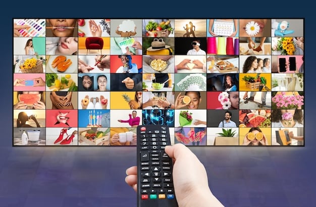 A collage showcasing logos of various popular streaming services (Netflix, Disney+, Hulu, Amazon Prime Video, HBO Max, Paramount+, Peacock), arranged in a grid pattern, illustrating the fragmented nature of the content available.
