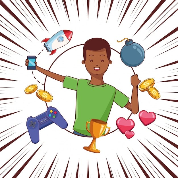 A person happily juggling multiple streaming service icons, representing the convenience and value offered by a streaming bundle, with a clear background to emphasize the concept.