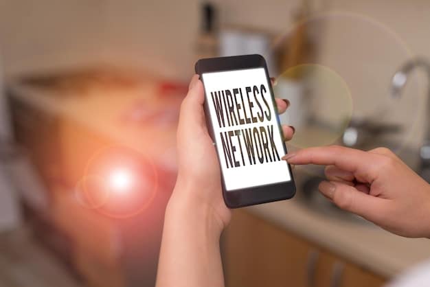 A smartphone displaying a streaming app with the user connected to a Wi-Fi network. The Wi-Fi symbol is prominently displayed in the status bar, and the app shows a movie or TV show paused, ready for offline viewing.