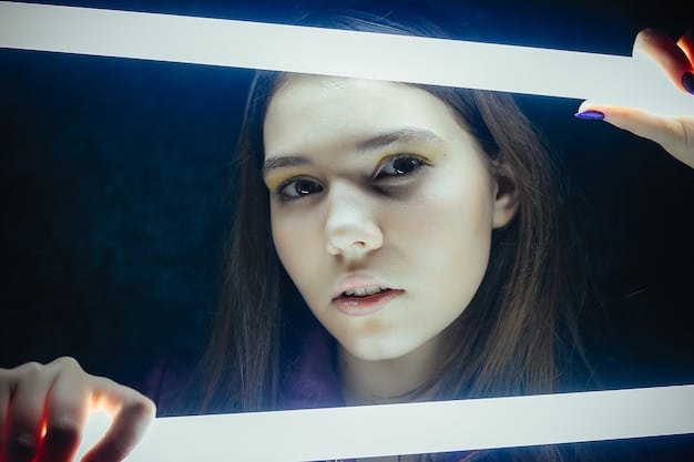 A split-screen image: On one side, human eyes viewing a film reel, representing emotional, subjective analysis. On the other, a digital brain analyzing code, signifying data-driven, objective evaluation by AI.
