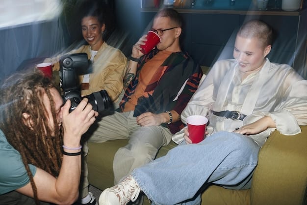 A behind-the-scenes photograph of a diverse film crew collaborating on a movie set, including people of different ethnicities, genders, and ages, all working together to create a scene.