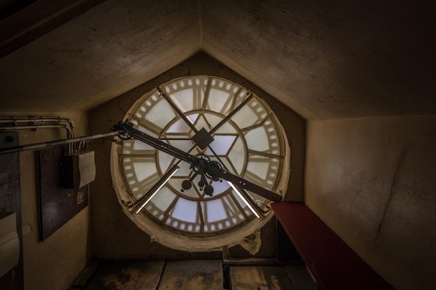 A still from the Creel House, showing the ominous grandfather clock that is central to Vecna's curse. Emphasis on dark shadows and gothic architecture.