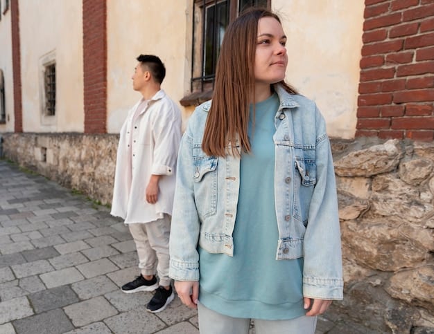 Maddy, dressed in a stylish outfit, confidently walking away from Nate and Cassie, who are arguing intensely in the background. The image captures Maddy's growing independence and her rejection of the toxic relationship.