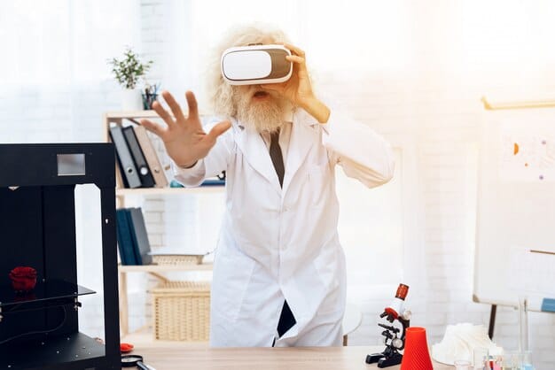 A still image of Eleven undergoing tests in a lab setting, surrounded by scientists in protective gear. Her face is strained with concentration as she attempts to regain her telekinetic abilities.