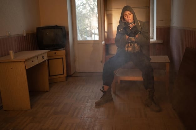 Nate Jacobs (Jacob Elordi) standing in a dimly lit room, holding a gun. His expression is conflicted, suggesting inner turmoil and danger.
