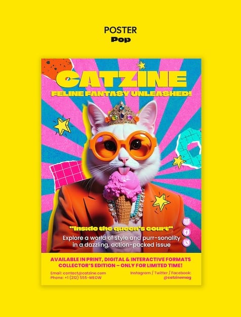 A vibrant poster for an upcoming indie film, featuring bold colors and intriguing imagery. The poster is displayed in a trendy coffee shop, surrounded by people discussing movies and art, creating a sense of community and cultural engagement.