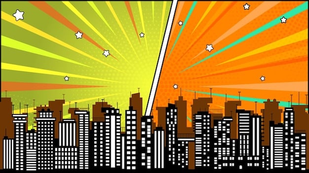 A split image showcasing the logos of Marvel Studios and DC Comics side-by-side, with silhouettes of their respective superhero teams in the background. The image symbolizes the friendly rivalry and contrasting approaches of the two studios.