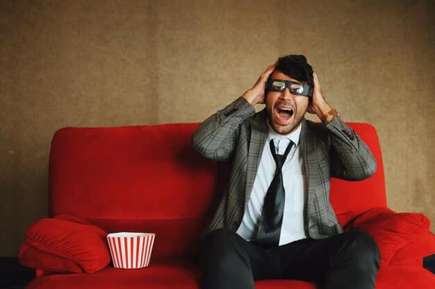 A frustrated director holding his head in his hands on a movie set, surrounded by crew members and actors, visually representing the complexities and pressures involved in directing a sequel and the potential for delays.
