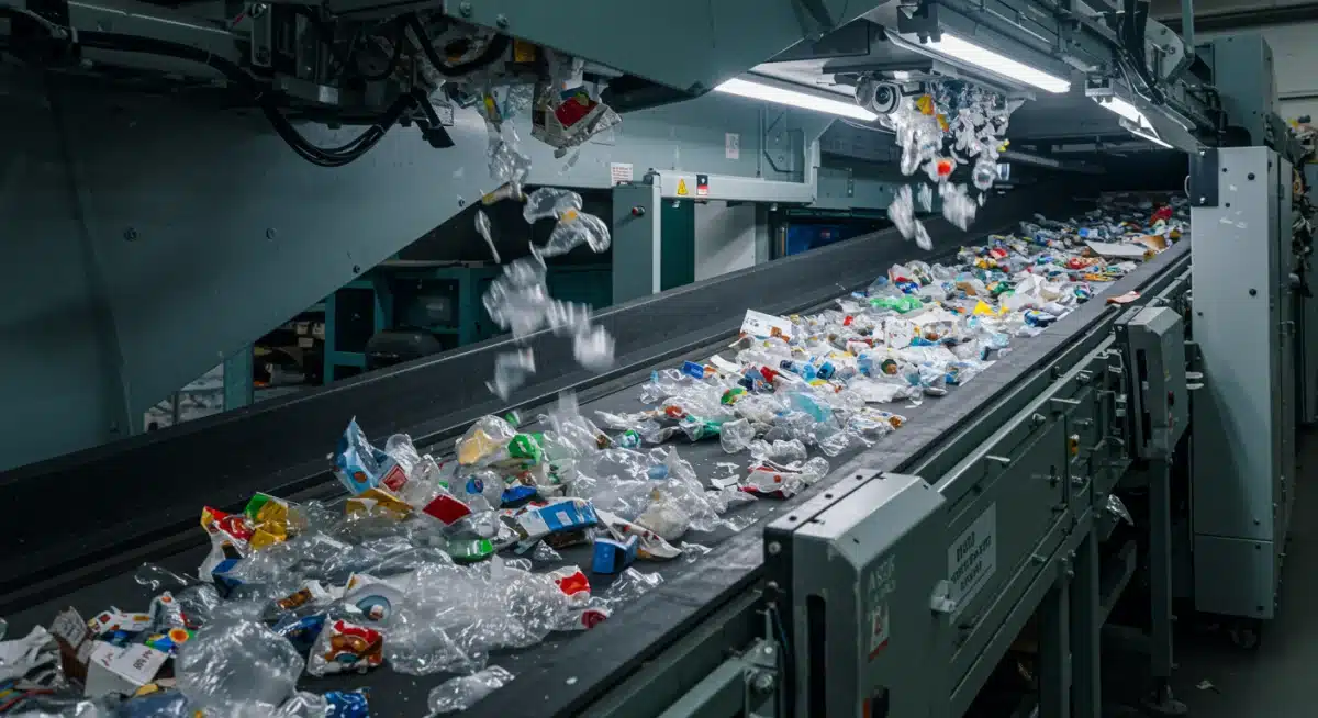 AI-powered optical sorting machine in a modern recycling plant