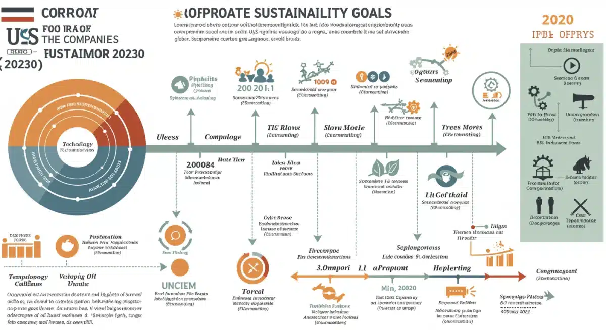 Infographic detailing corporate sustainability goals and 2030 carbon neutrality milestones.