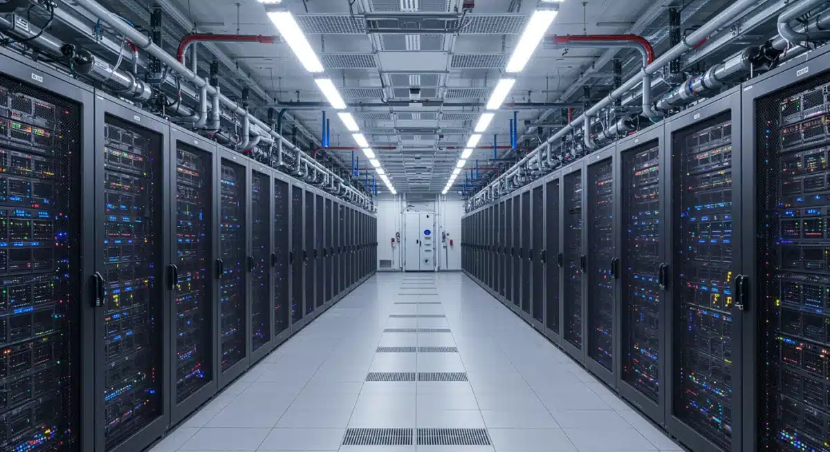 Advanced liquid cooling systems in a data center server room