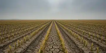 Drought-stricken US farm field showing severe crop damage from climate change