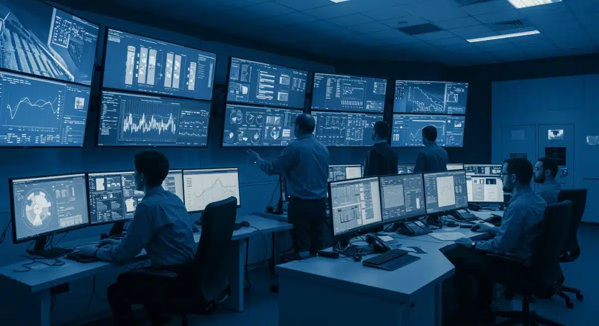 Engineers monitoring advanced battery storage control systems