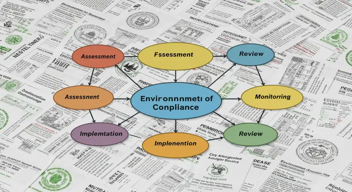 Flowchart detailing environmental compliance stages and regulatory processes.