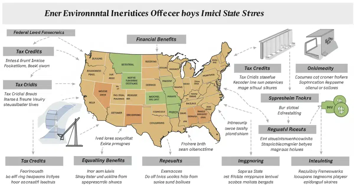 Infographic detailing types of federal and state environmental incentives