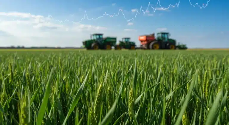 Agricultural field with healthy crops, symbolizing farm bill conservation
