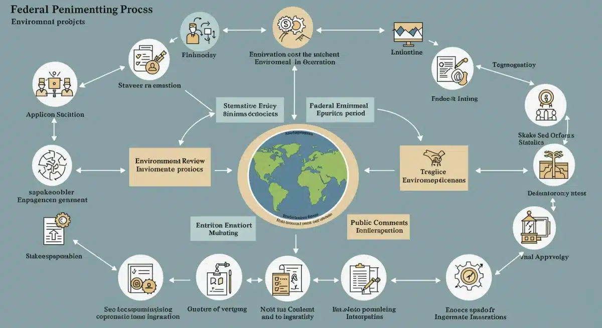 Infographic depicting the federal permitting process stages for green initiatives