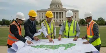 Professionals reviewing green project plans for 2025 federal permitting