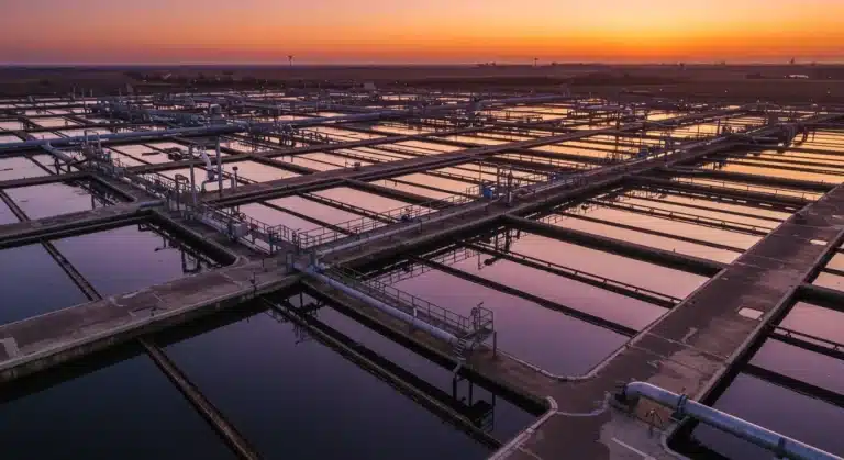 Modern water treatment facility sunset clean infrastructure