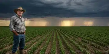 Parched US farm field showing climate change impact on crops