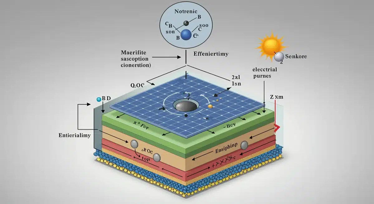 Infographic illustrating the structure and function of a high-efficiency perovskite solar cell
