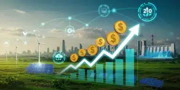 Illustration of renewable energy sources and financial growth chart for 2025 subsidies.
