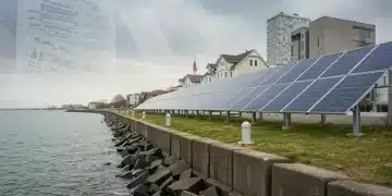 Resilient infrastructure protecting a coastal community with federal funding support.