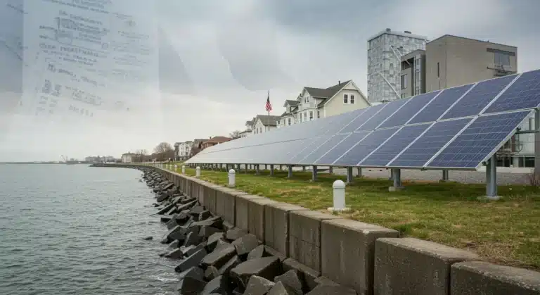 Resilient infrastructure protecting a coastal community with federal funding support.