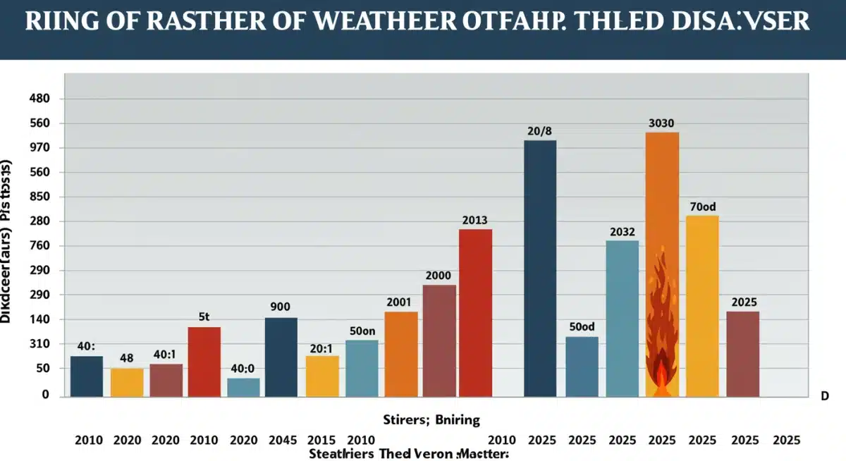 Infographic showing increasing economic costs of US extreme weather disasters from 2015 to 2025.