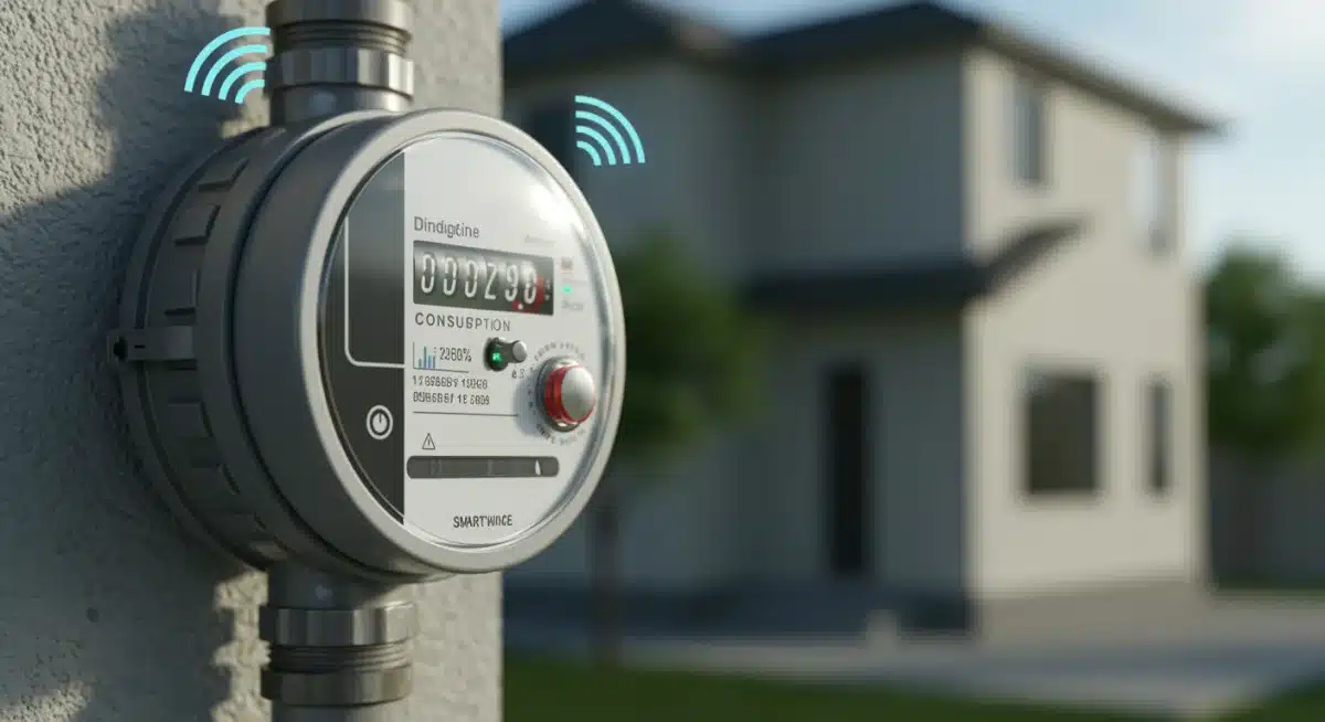 Smart water meter displaying real-time consumption data for efficient monitoring.
