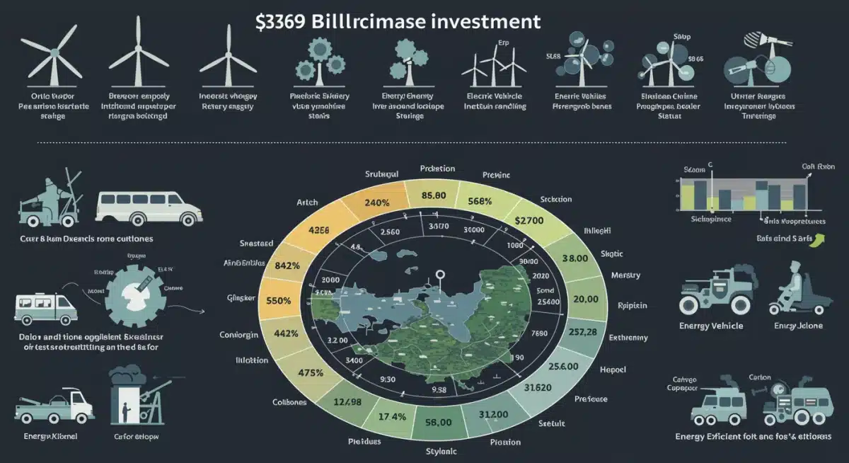 Infographic detailing breakdown of 9 billion climate investment across sectors
