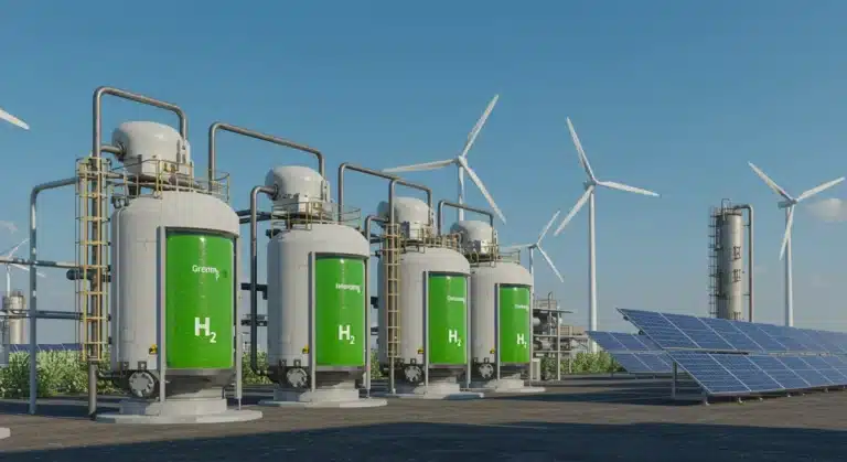 Electrolysis plant producing green hydrogen with renewable energy in the U.S.