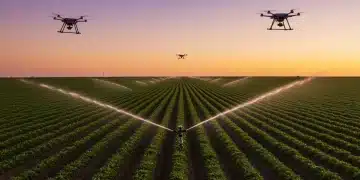 Precision irrigation in a U.S. agricultural field, showcasing water-saving technology