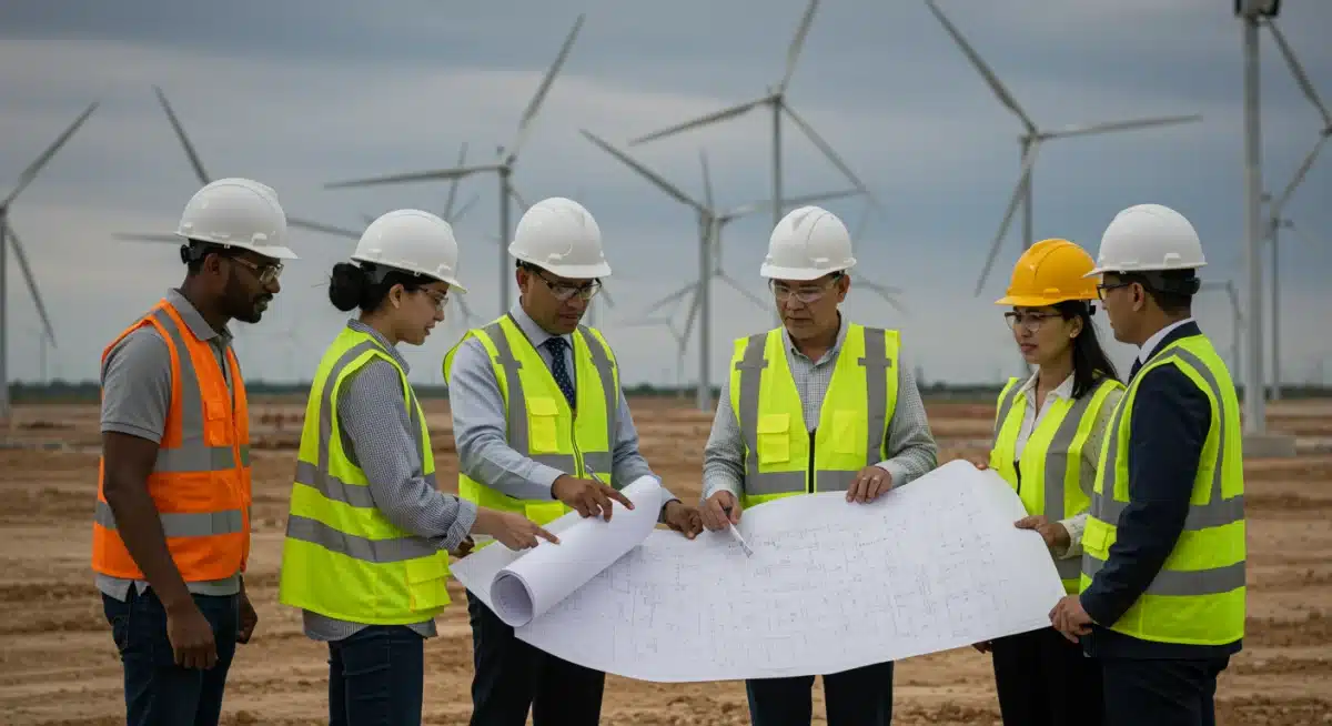 Team collaborating on a renewable energy project utilizing federal tax credits.