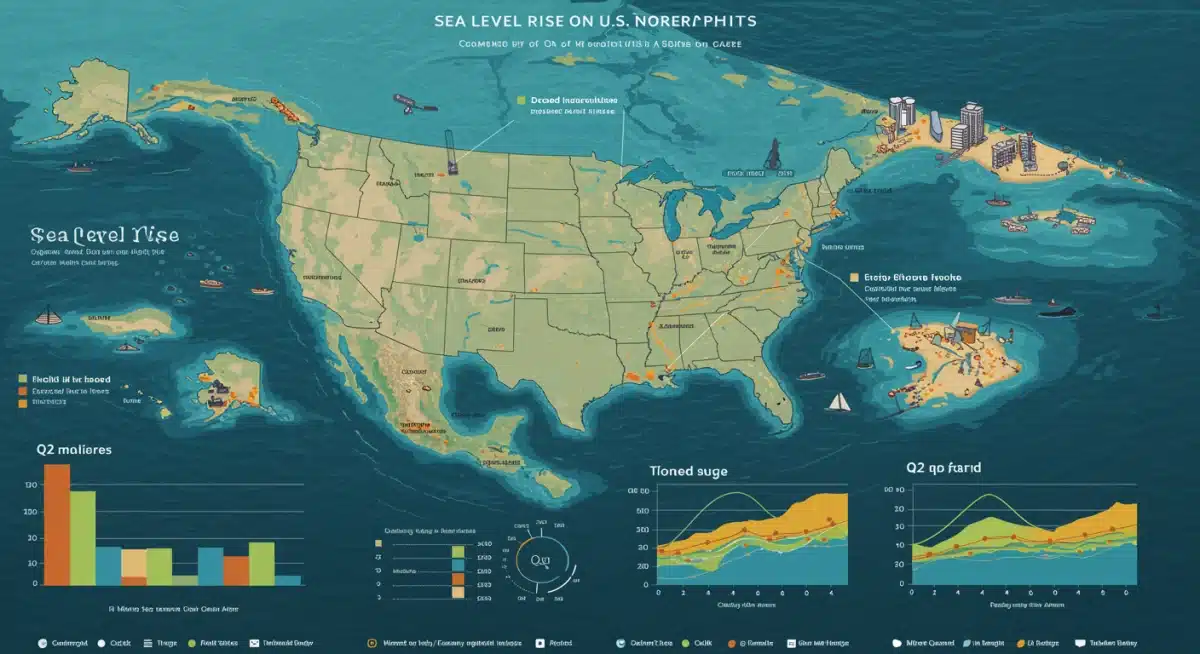 Infographic illustrating sea level rise impacts on U.S. coastlines.