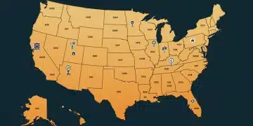 US map illustrating diverse state environmental impact assessment requirements for businesses in 2026