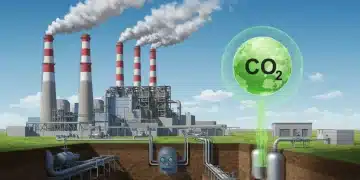 Industrial facility with carbon capture technology capturing CO2 emissions