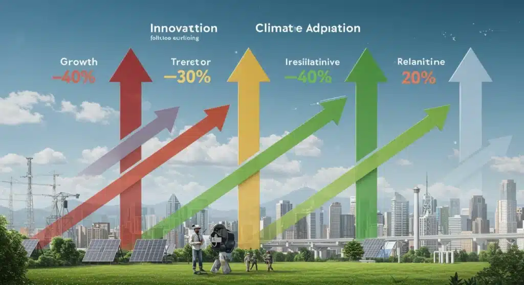 Infographic illustrating top U.S. sectors growing from climate resilience investments