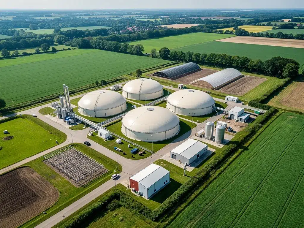 Aerial view of an advanced anaerobic digestion plant.