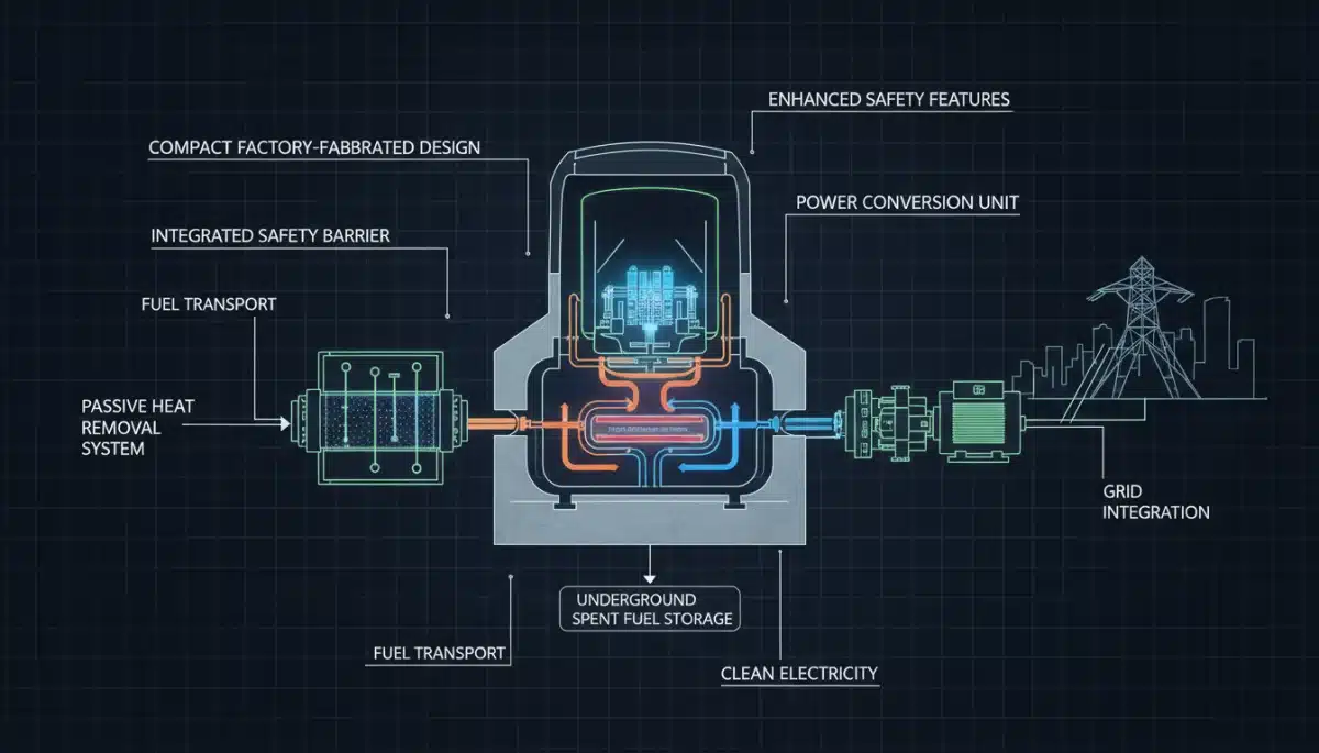 Detailed diagram of a Small Modular Reactor (SMR) technology