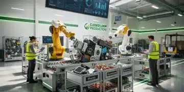 Advanced US manufacturing facility implementing circular economy principles for material reusability