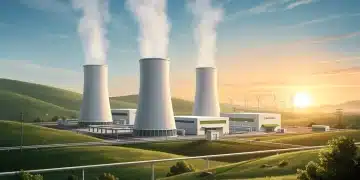 Geothermal power plant landscape with steam, symbolizing clean energy production in the U.S.