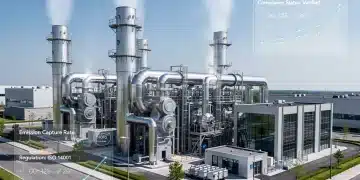 Industrial facility with methane capture technology, symbolizing new EPA regulations