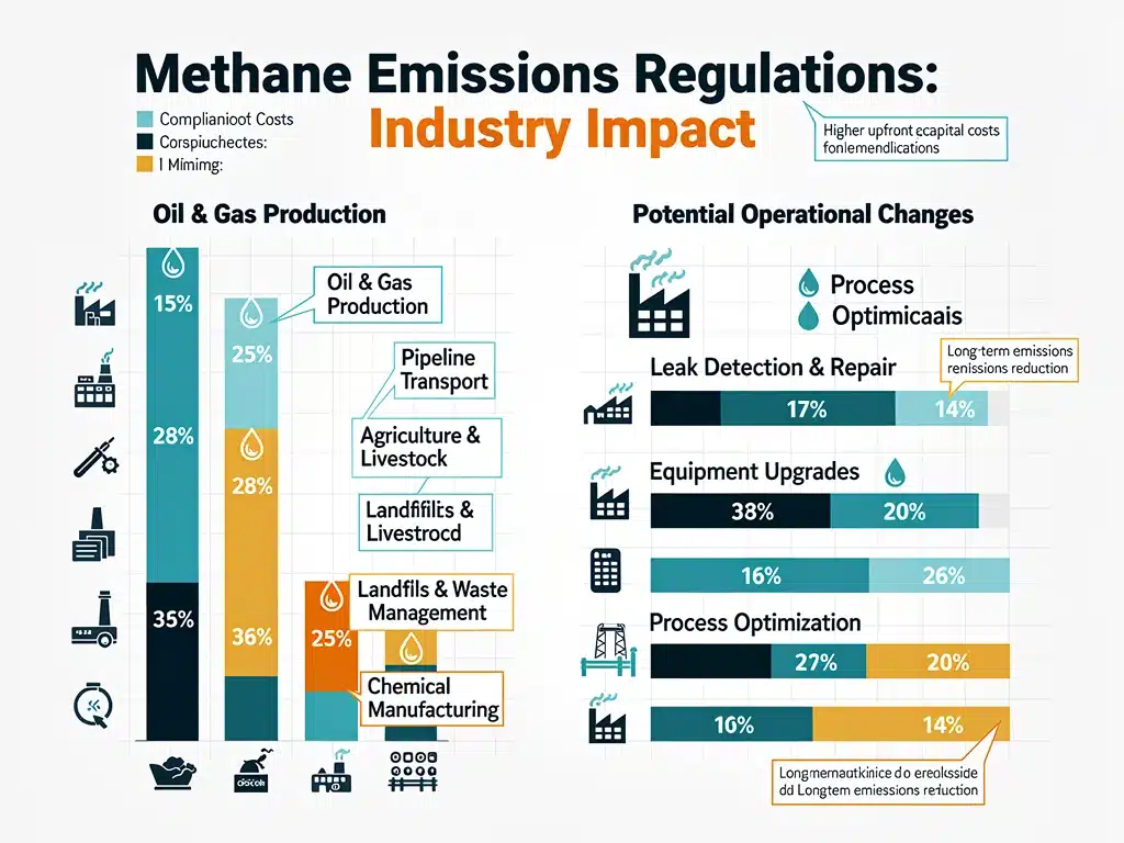 Infographic detailing industrial sectors impacted by methane regulations